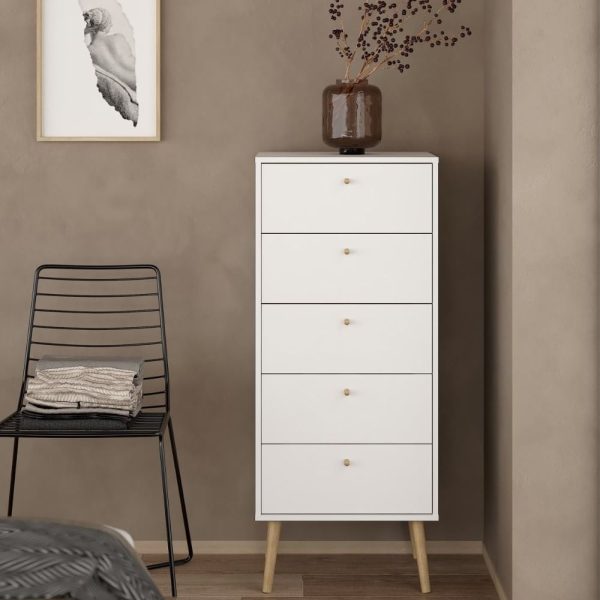 Casey Wooden Chest Of 5 Drawers In White | Bed Sava