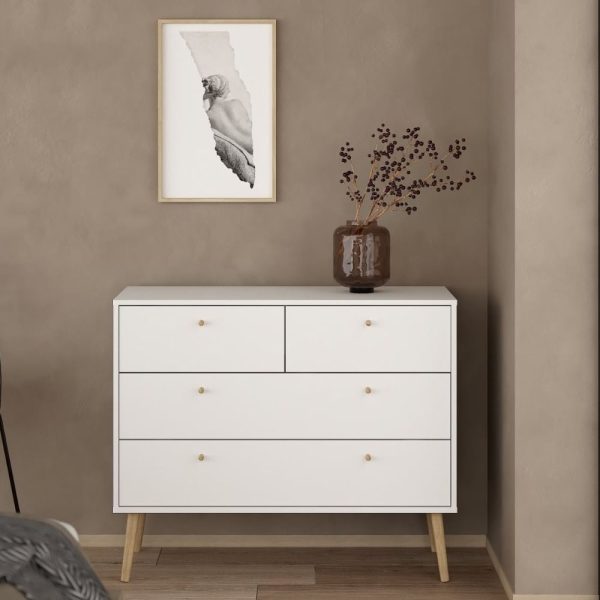 Casey Wooden Chest Of 4 Drawers In White | Bed Sava