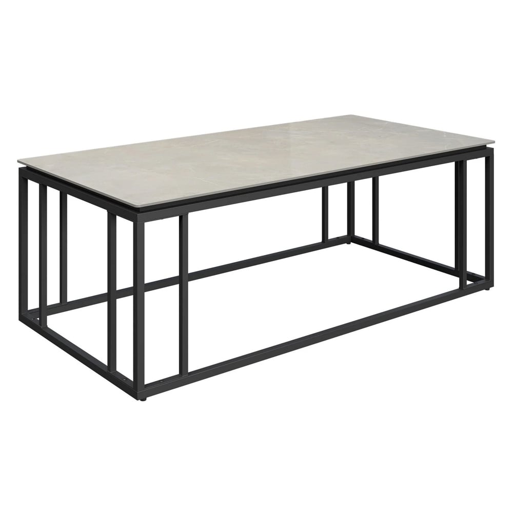 Casper Ceramic Coffee Table With Gunmetal Grey Frame In Grey