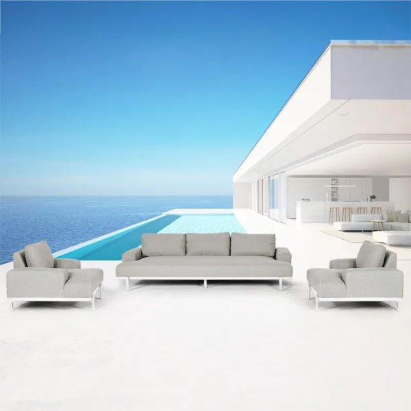 Casper Fabric Garden Lounge Set In White And Stone Natte | Bed Sava