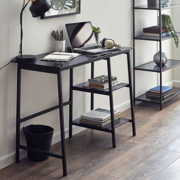 Casper Smoked Glass Laptop Desk With Black Frame | Bed Sava