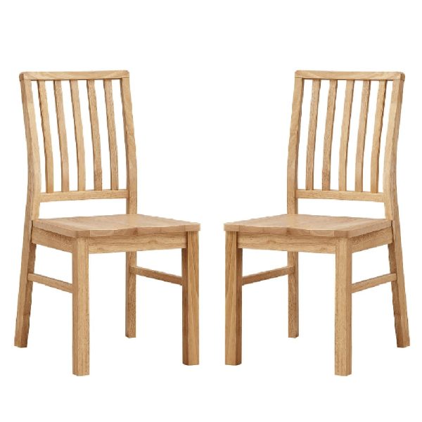 Casper Wooden Oak Dining Chairs In Pair | Bed Sava