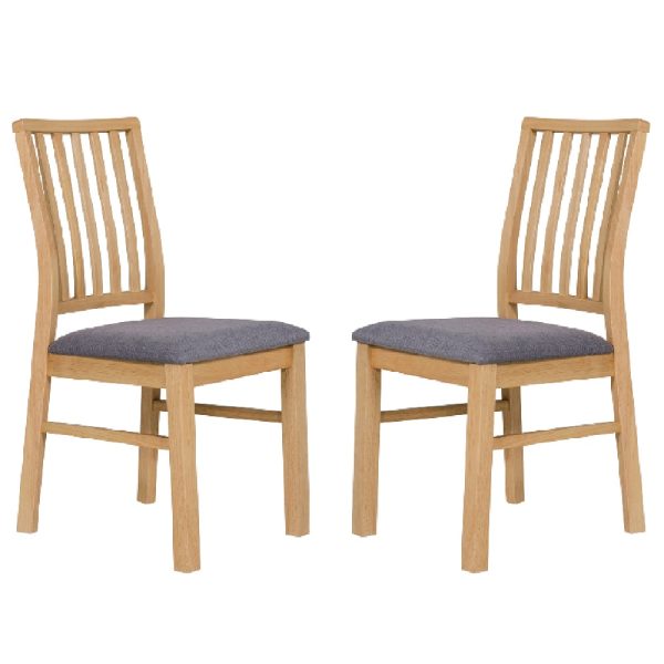 Casper Wooden Oak And Grey Dining Chairs In Pair | Bed Sava