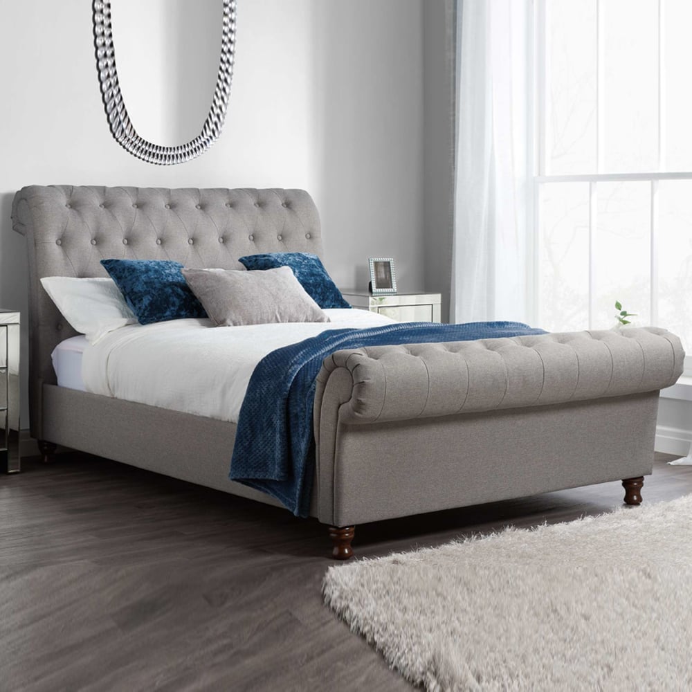 Castella Fabric Super King Size Bed In Grey | Bed Sava