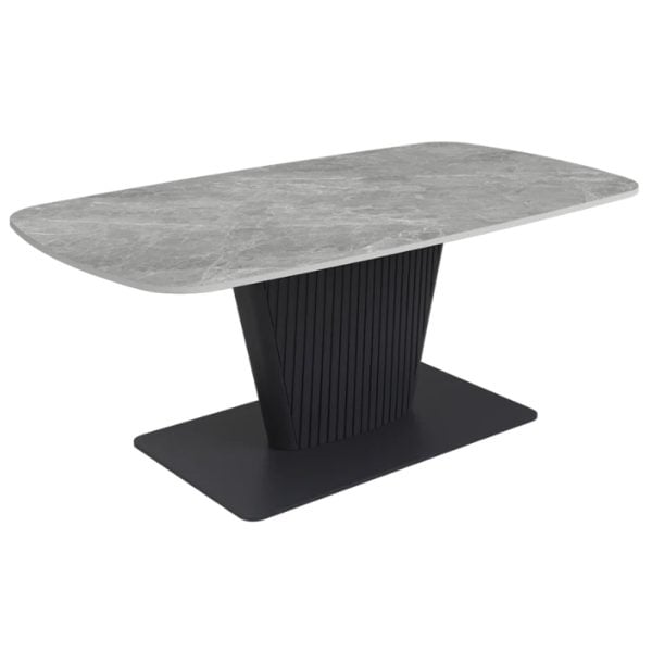 Castle Ceramic Coffee Table With Grey Wooden Base In Light Grey | Bed Sava