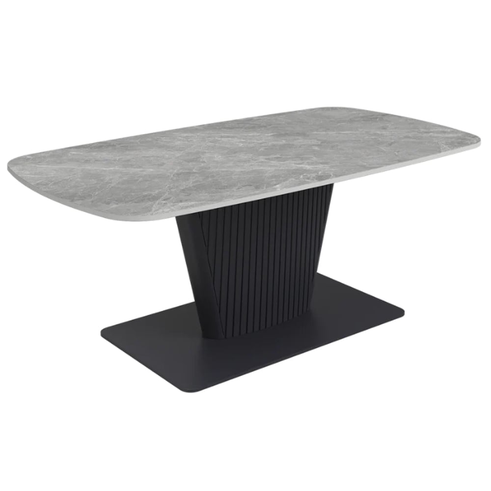 Castle Ceramic Coffee Table With Grey Wooden Base In Light Grey | Bed Sava