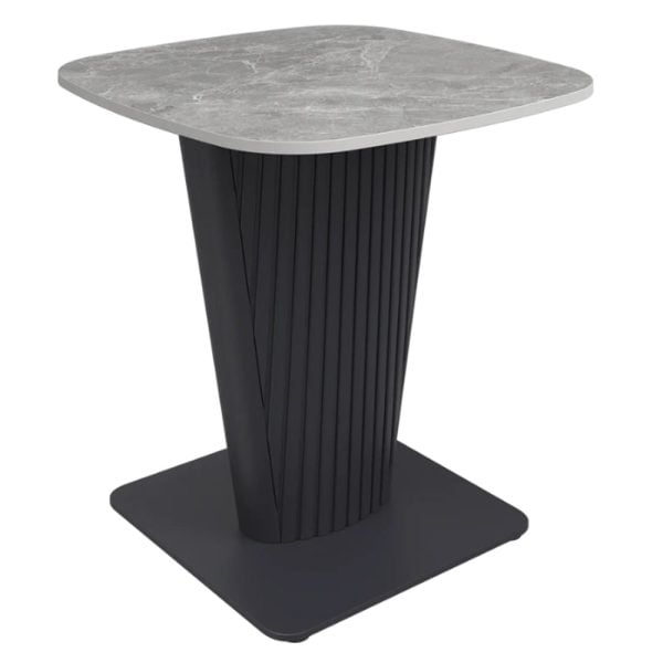 Castle Ceramic Side Table With Grey Wooden Base In Light Grey | Bed Sava