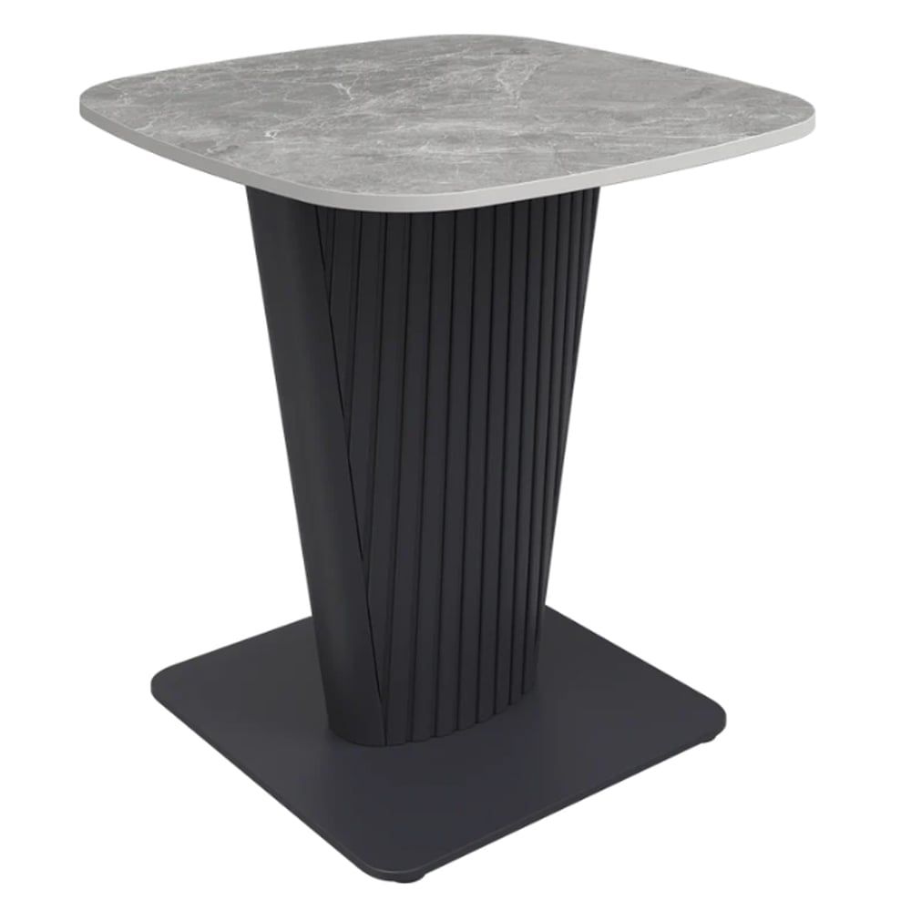 Castle Ceramic Side Table With Grey Wooden Base In Light Grey | Bed Sava