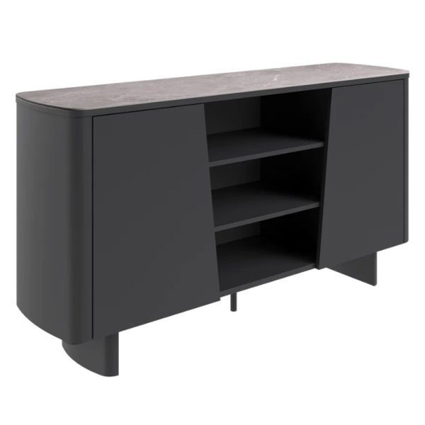 Castle Light Grey Ceramic Top Sideboard With Grey Wooden Base | Bed Sava