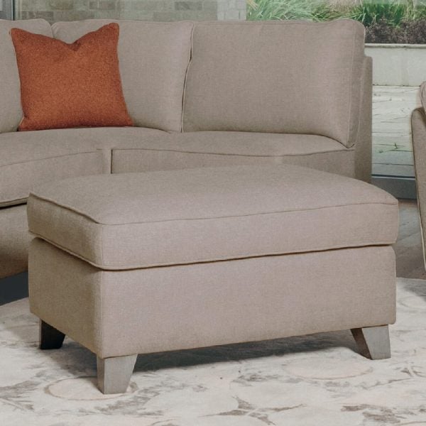 Castro Fabric Foot Stool With Oak Legs In Biscuit | Bed Sava