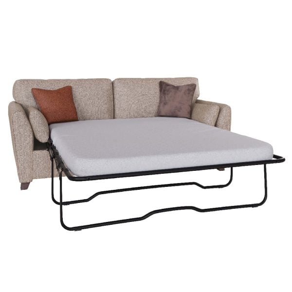 Castro Fabric Sofa Bed With Oak Legs In Biscuit | Bed Sava