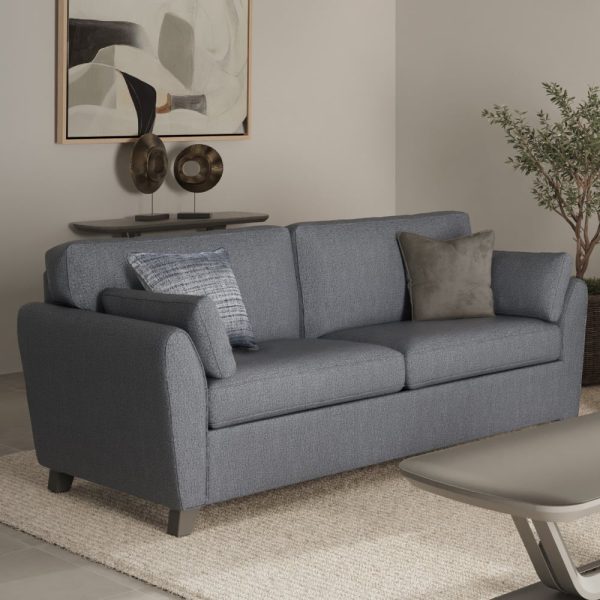 Castro Fabric Sofa Bed With Oak Legs In Blue | Bed Sava