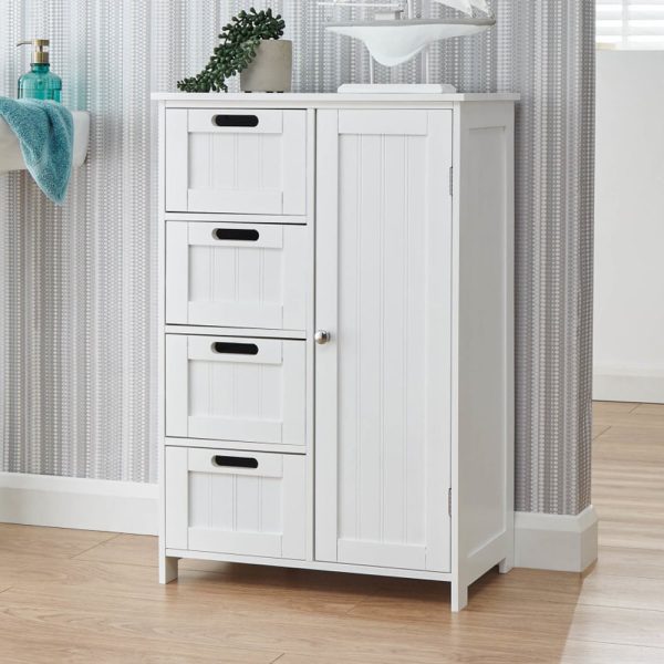 Catford Wooden Bathroom Storage Cabinet With 1 Door In White | Bed Sava