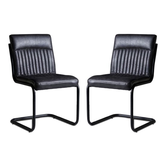 Catila Grey Faux Leather Dining Chairs In Pair | Bed Sava