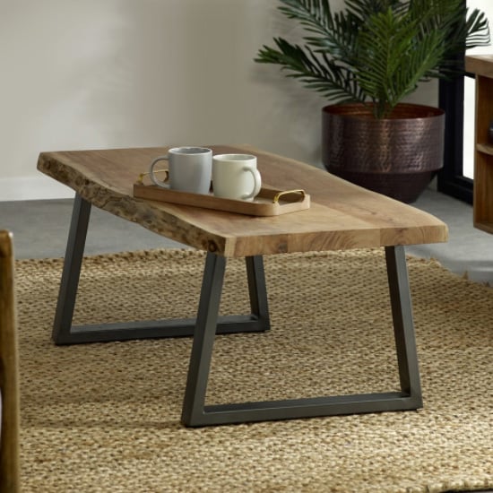 Catila Live Edge Wooden Coffee Table In Oak | Bed Sava