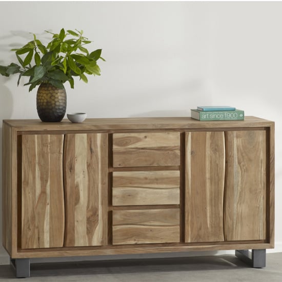 Catila Live Edge Wooden Sideboard In Oak With 2 Doors 3 Drawers | Bed Sava
