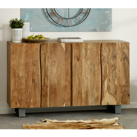 Catila Live Edge Wooden Sideboard In Oak With 4 Doors | Bed Sava