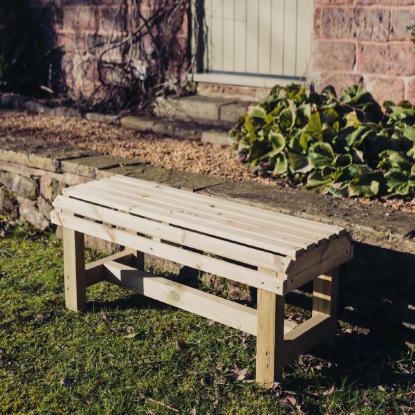 Cayce Wooden Garden Backless Seating Bench In Natural | Bed Sava