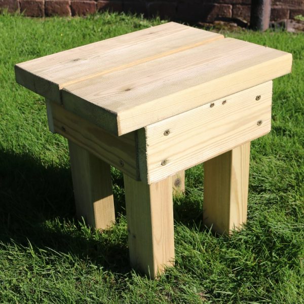 Cayce Wooden Square Garden Footstool In Natural | Bed Sava