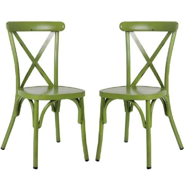 Cayuga Vintage Green Aluminium Outdoor Side Chairs In Pair | Bed Sava