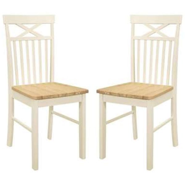 Cayuga White Oak Wooden Dining Chairs In Pair | Bed Sava