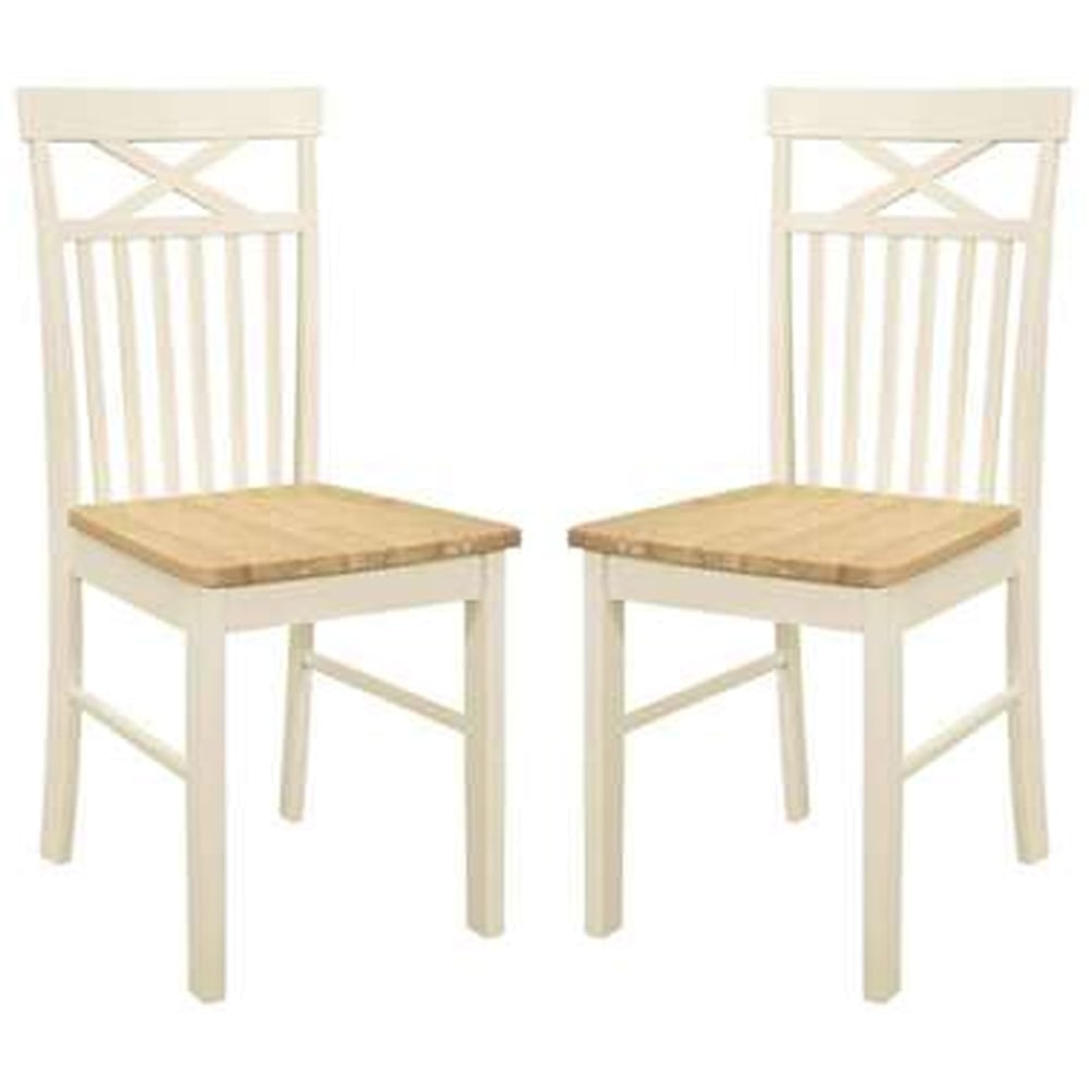 Cayuga White Oak Wooden Dining Chairs In Pair