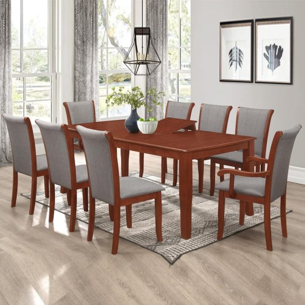 Cayuga Wooden Extending Dining Table With 8 Chairs In Mahogany | Bed Sava