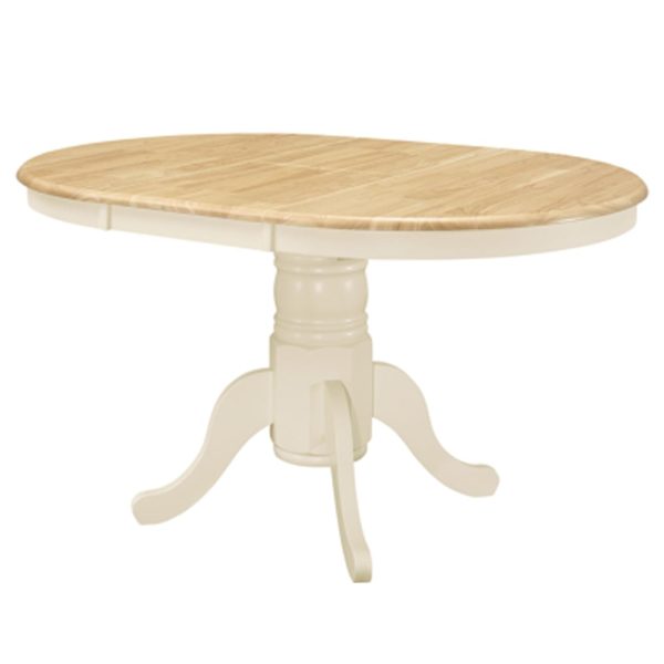 Cayuga Wooden Round Extending Dining Table In White Oak | Bed Sava