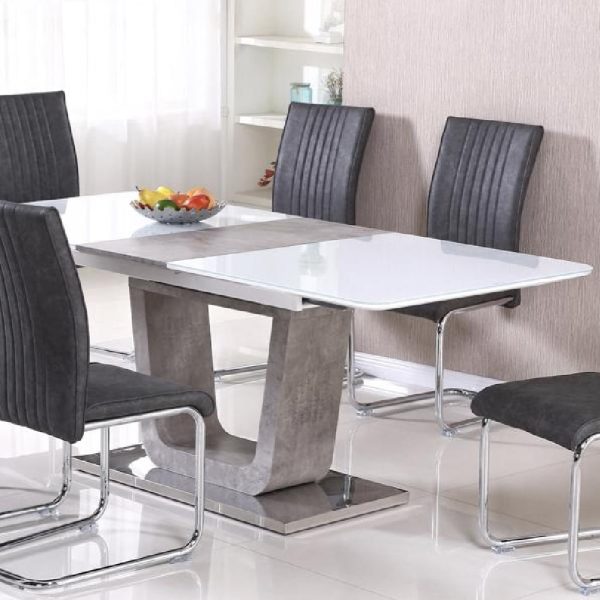 Ceibo Glass Extending Dining Table In White And Natural Clay | Bed Sava