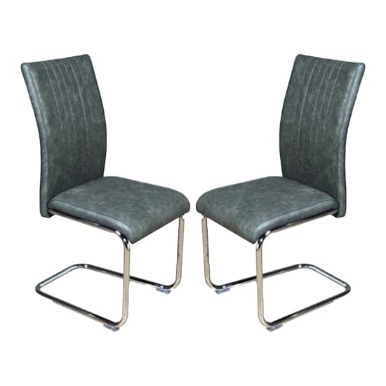 Ceibo Two Tone Grey Leather Dining Chairs In Pair