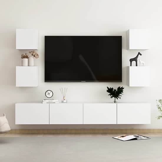 Calgary Wall Hung Wooden Entertainment Unit In White