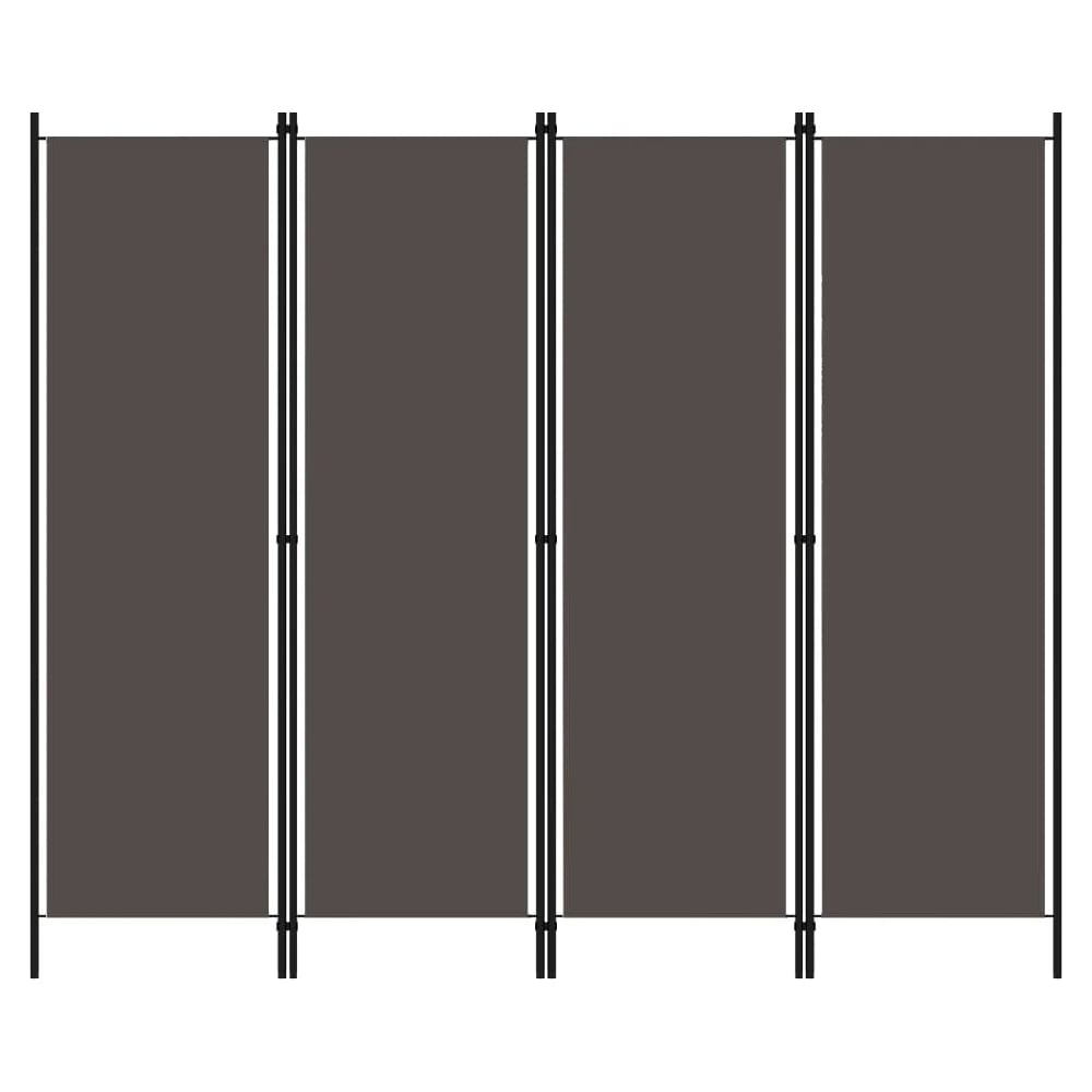 Celina Fabric 4 Panels 200cm x 180cm Room Divider In Anthracite