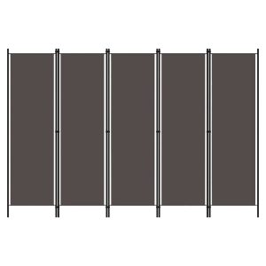 Celina Fabric 5 Panels 250cm x 180cm Room Divider In Anthracite | Bed Sava