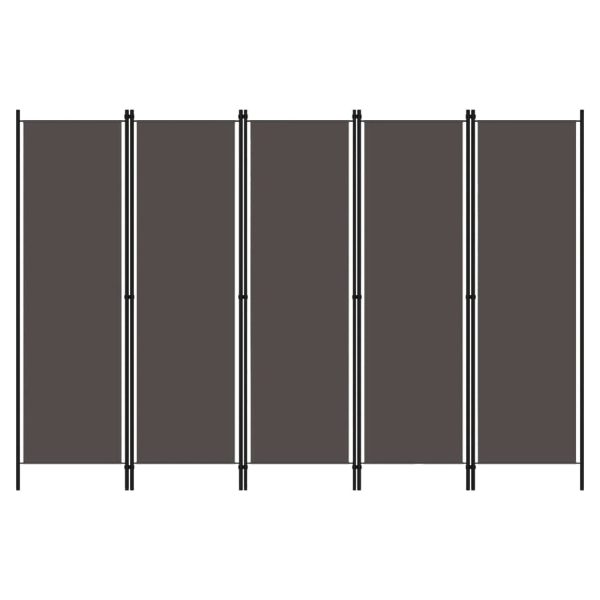 Celina Fabric 5 Panels 250cm x 180cm Room Divider In Anthracite | Bed Sava