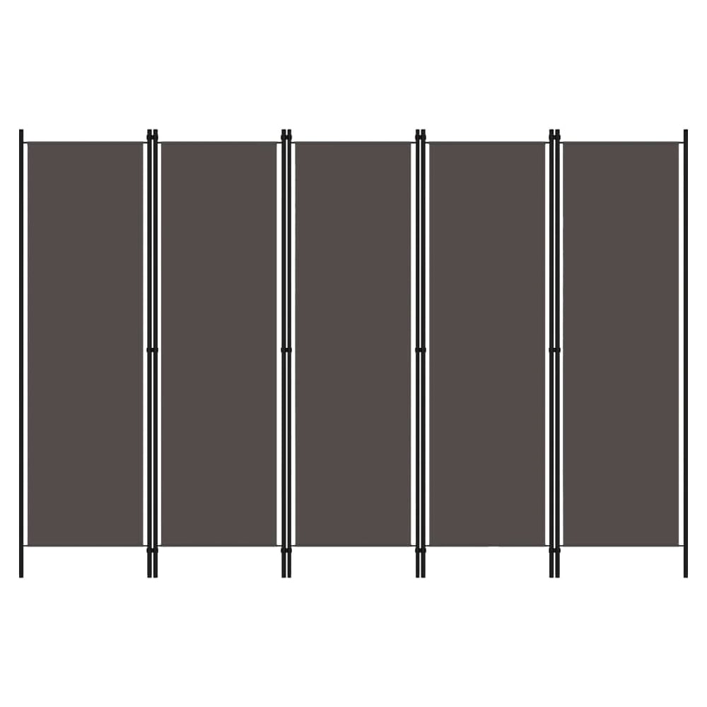 Celina Fabric 5 Panels 250cm x 180cm Room Divider In Anthracite