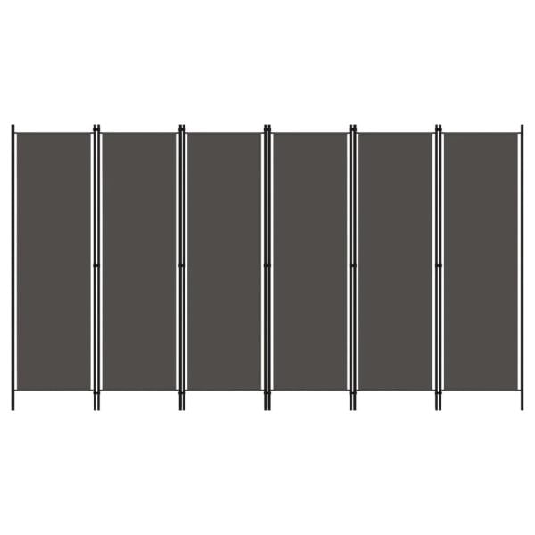Celina Fabric 6 Panels 300cm x 180cm Room Divider In Anthracite | Bed Sava