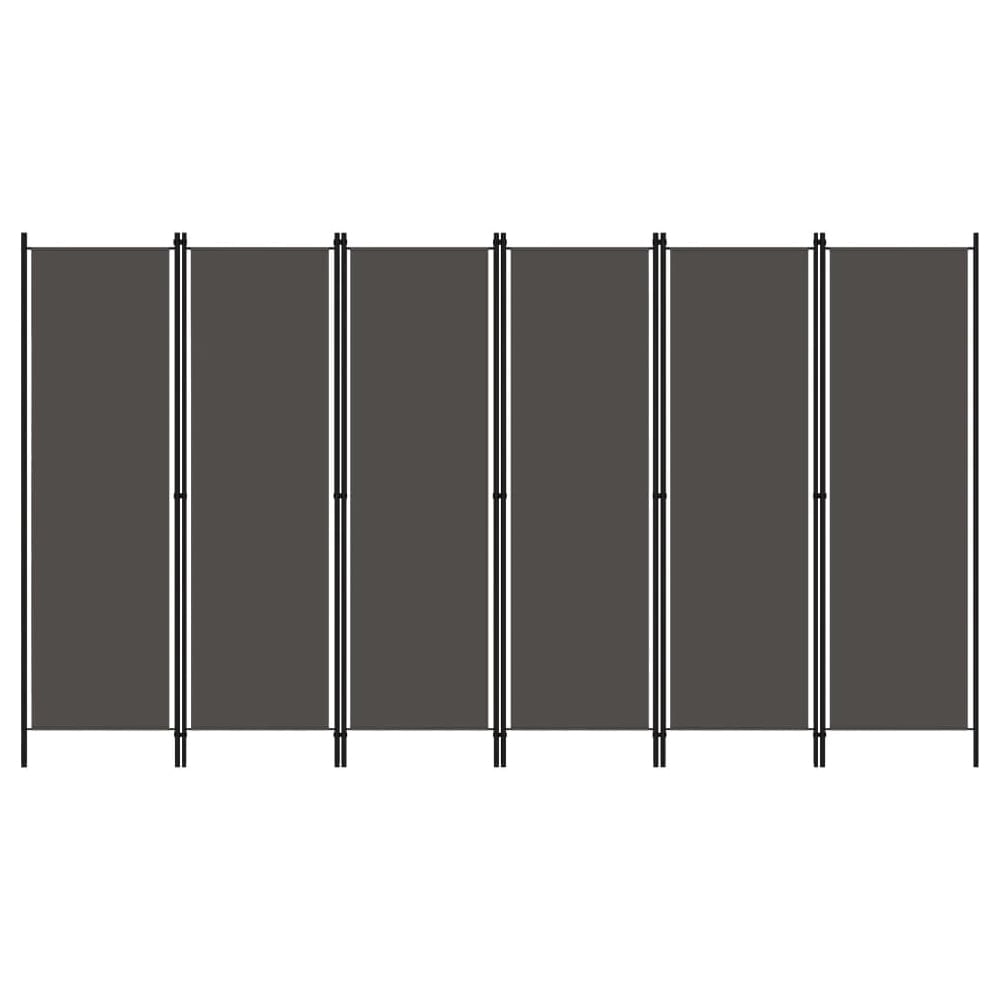 Celina Fabric 6 Panels 300cm x 180cm Room Divider In Anthracite