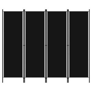 Celina Fabric 4 Panels 200cm x 180cm Room Divider In Black | Bed Sava