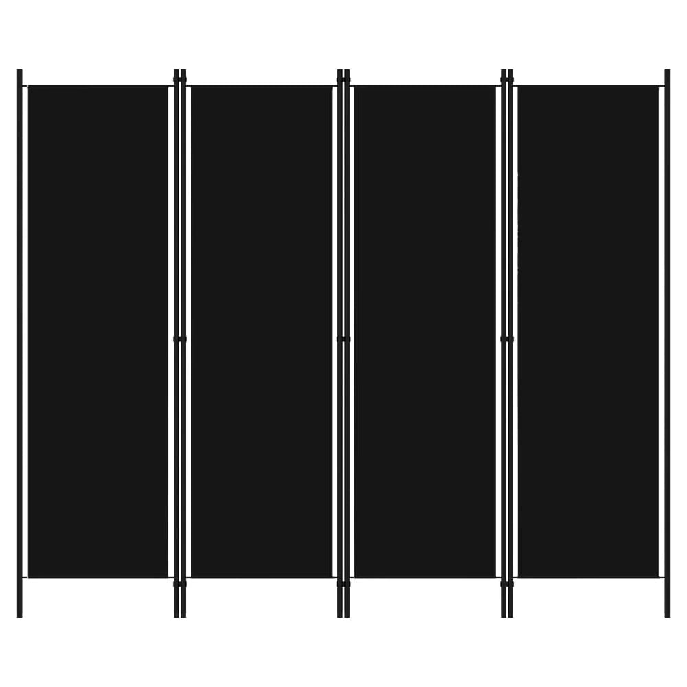 Celina Fabric 4 Panels 200cm x 180cm Room Divider In Black