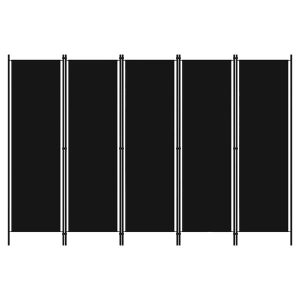 Celina Fabric 5 Panels 250cm x 180cm Room Divider In Black | Bed Sava