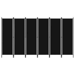 Celina Fabric 6 Panels 300cm x 180cm Room Divider In Black | Bed Sava