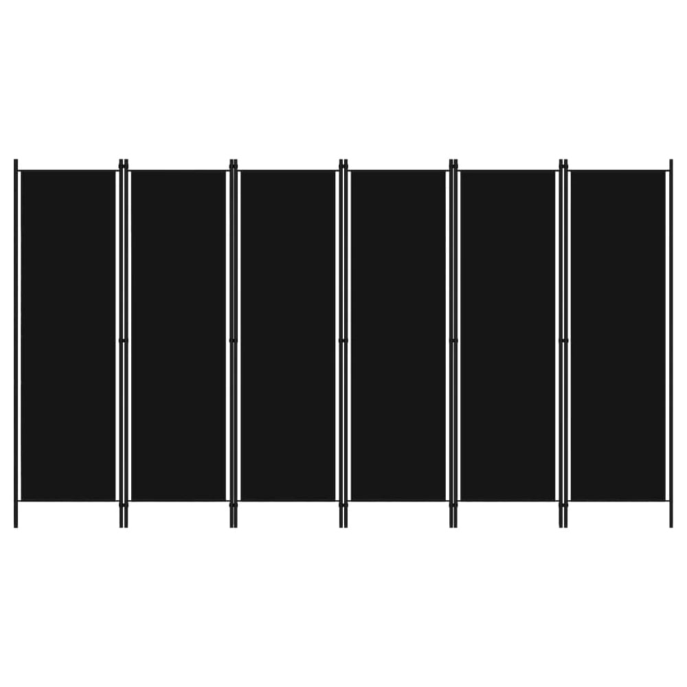Celina Fabric 6 Panels 300cm x 180cm Room Divider In Black