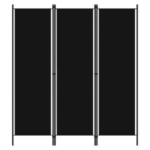 Celina Fabric 3 Panels 150cm x 180cm Room Divider In Black | Bed Sava