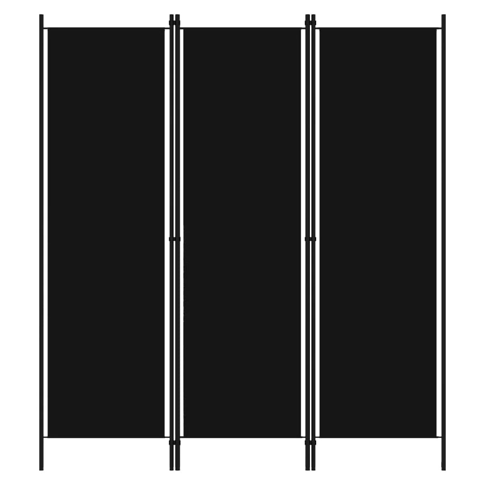 Celina Fabric 3 Panels 150cm x 180cm Room Divider In Black