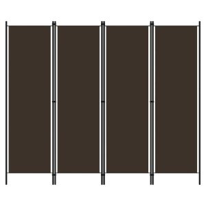 Celina Fabric 4 Panels 200cm x 180cm Room Divider In Brown | Bed Sava