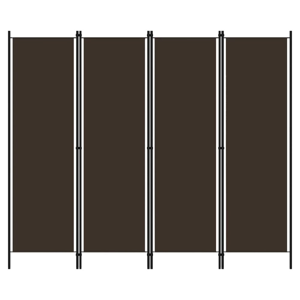 Celina Fabric 4 Panels 200cm x 180cm Room Divider In Brown