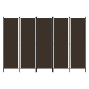 Celina Fabric 5 Panels 250cm x 180cm Room Divider In Brown | Bed Sava