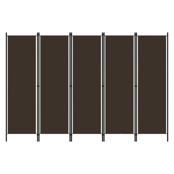 Celina Fabric 5 Panels 250cm x 180cm Room Divider In Brown | Bed Sava