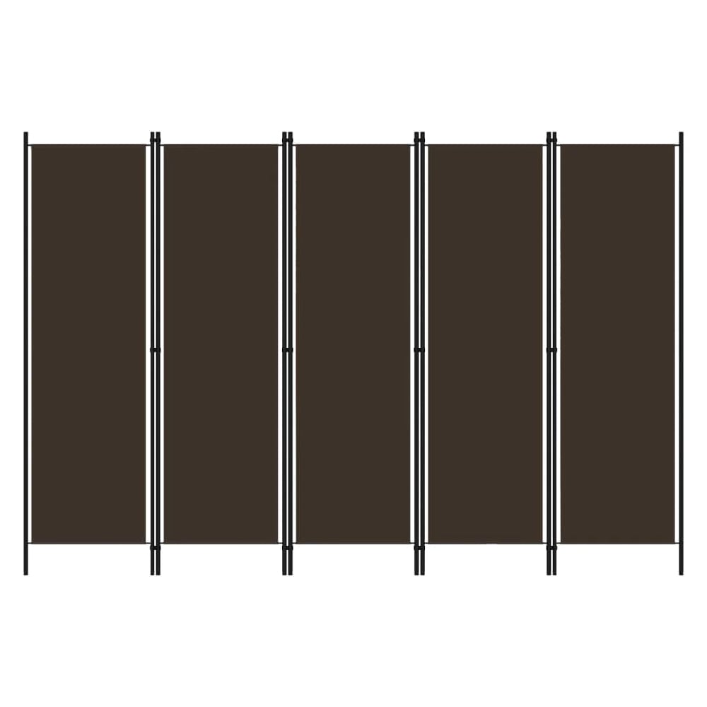 Celina Fabric 5 Panels 250cm x 180cm Room Divider In Brown