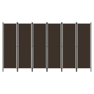 Celina Fabric 6 Panels 300cm x 180cm Room Divider In Brown | Bed Sava